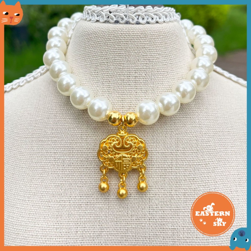 ใหม่สัตว์เลี้ยงสร้อยคอมุกปลอกคอแมวสําหรับโชคลาภโชคดีลูกสุนัขพรปก