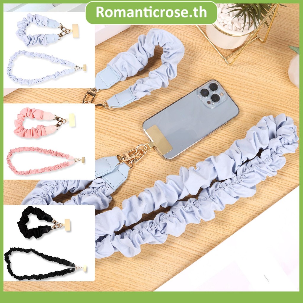 2 ชิ้นโทรศัพท์มือถือ Lanyard Anti Loss การออกแบบจีบ Crossbody ข้อมือพกพาสายคล้องโทรศัพท์สําหรับสาวผู้หญิง SHOPSKC3801
