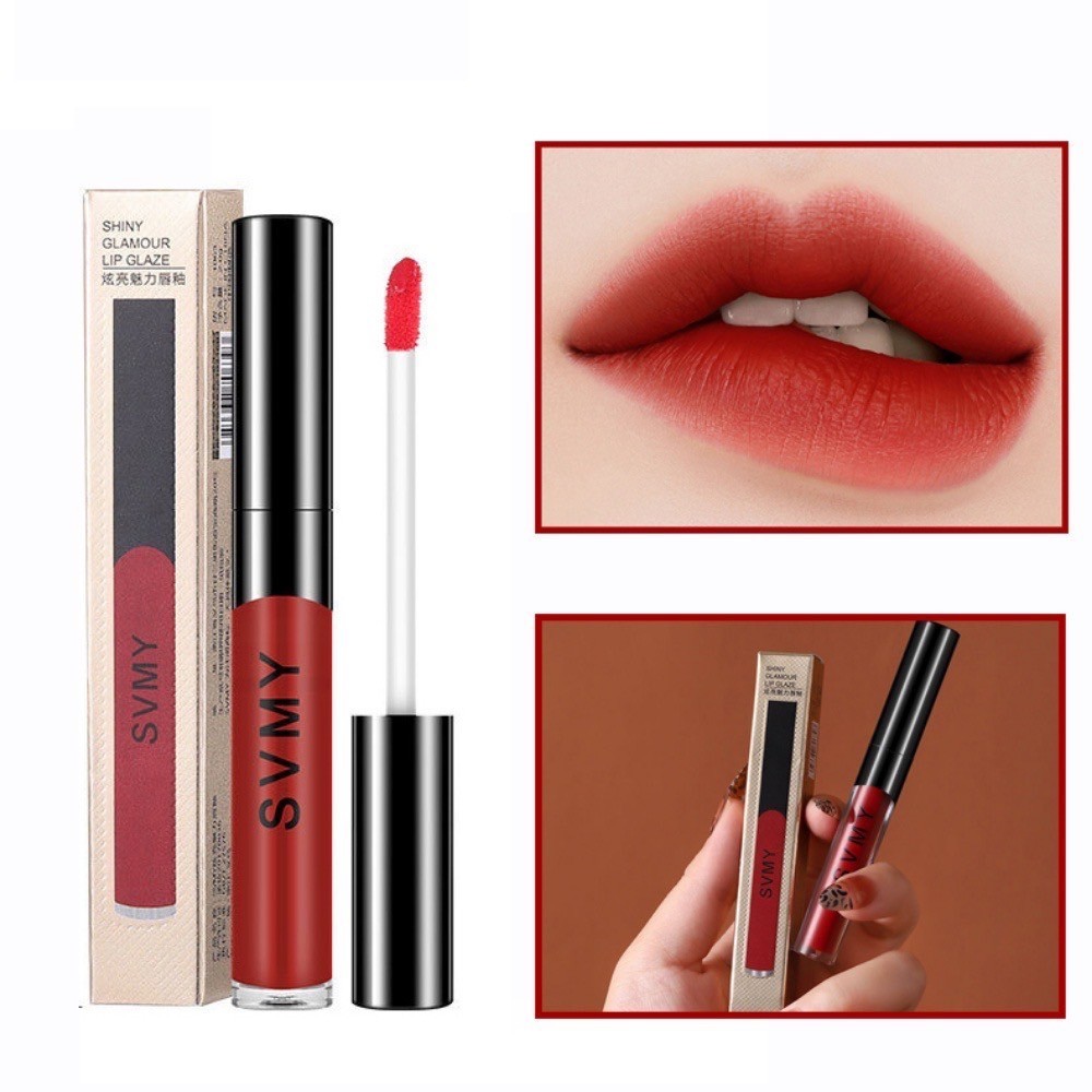 Svmy ลิปสติก ลิปกลอส เนื้อแมตต์ กํามะหยี่ โคลน สีชมพูนู้ด ลิปทินท์ เกาหลี กันน้ํา1063#