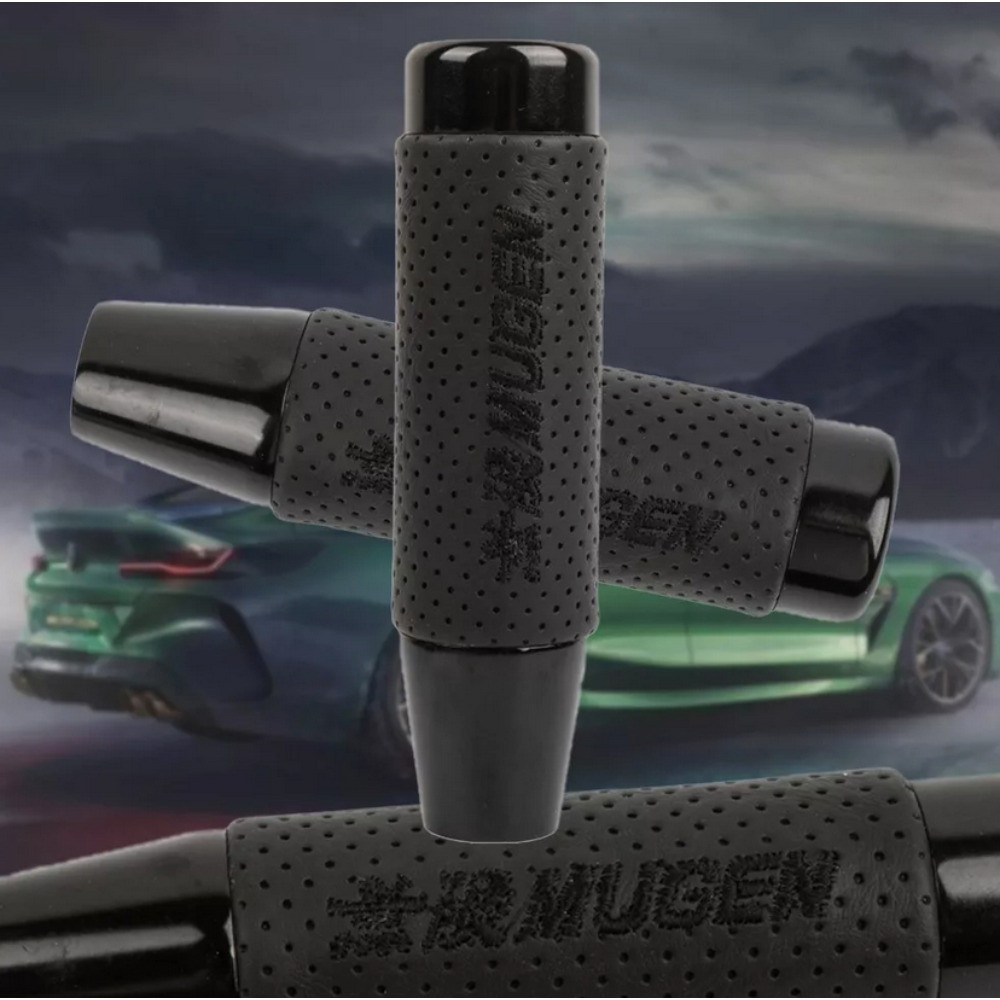 Universal MUGEN อลูมิเนียมหนังสีดําเกียร์ธรรมดาเกียร์ Stick Shift Knob Shifter 13 ซม
