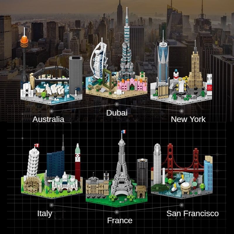 Global City Series Skyline Building Street View Building Blocks ใช้งานร่วมกับ Lego ประกอบการศึกษา