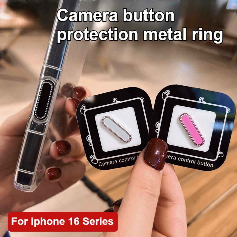 ใช้งานร่วมกับสําหรับ iPhone 16 Pro Max 16Plus Shiny Bling โลหะเพชรปุ่มควบคุมป้องกันฟิล์มกล้องปุ่มสัมผัส Anti Scratch ป้องกัน Soft Fiber Glass ด้านข้างฟิล์มสําหรับ iPhone 16 Plus