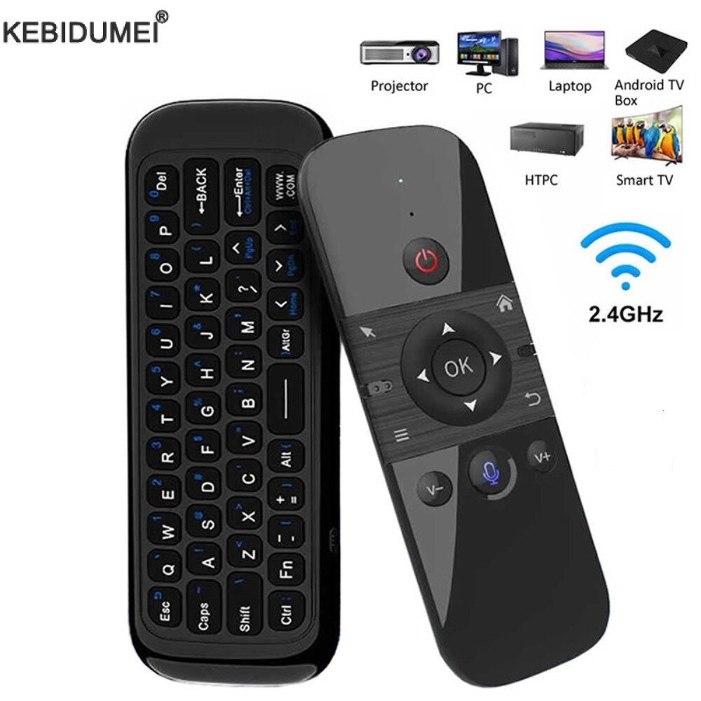 W1 PRO Air Mouse Voice Control คีย์บอร์ดไร้สาย . 2 in 1 รีโมทคอนโทรลแบบชาร์จไฟได้ IR การเรียนรู้สําหรับสมาร์ททีวี Android TV กล่อง