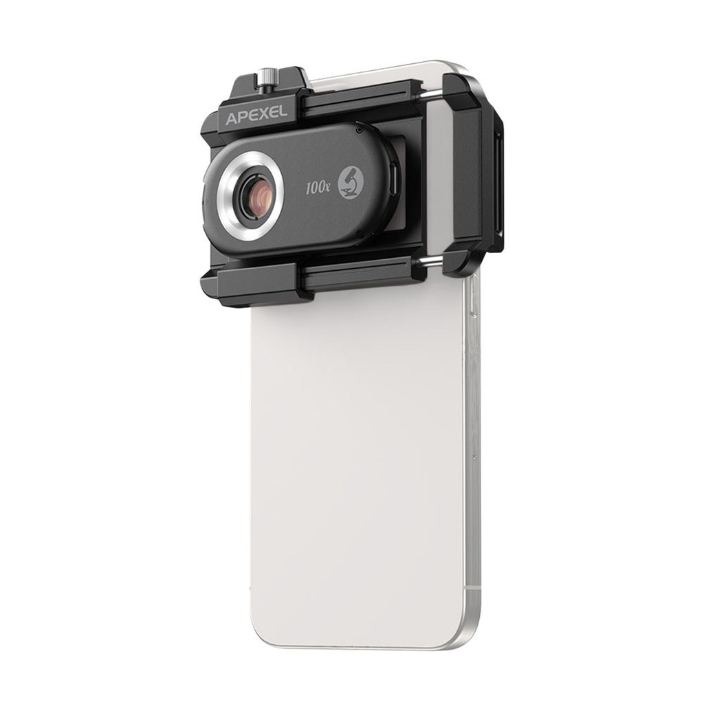 [2025 Super Sale]APEXEL APL-MS100 100X เลนส์กล้องจุลทรรศน์โทรศัพท์มือถือพร้อมไฟ LED/ UV ในตัวตัวกรอง