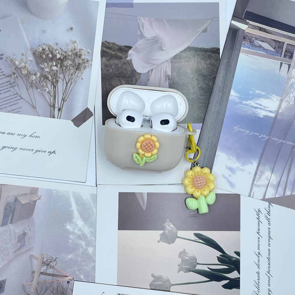 สําหรับ GOOJODOQ J201 J206 เคส Case เคสหูฟัง ทานตะวันและจี้สีขาวครีมน่ารัก - รูปที่ 4