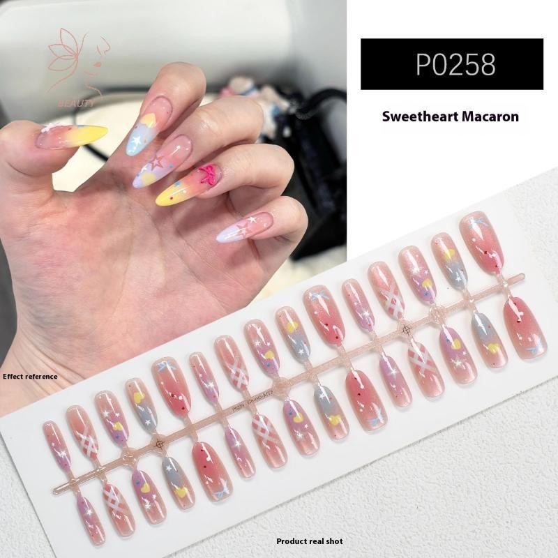 [maybeauty] 30 ชิ้น Eye Macaroon Gradient Star เล็บปลอมสวมเกราะสวมใส่เล็บ DIY อุปกรณ์ตกแต่งเล็บ {TH}