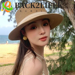 หมวกสานทรงบัคเก็ต กันแดดสไตล์เกาหลี ปีกกว้าง สำหรับใส่ริมทะเ…