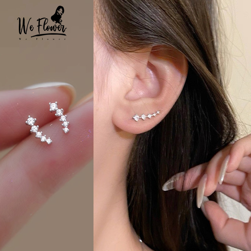 We Flower ต่างหูสตั๊ดน่ารักสำหรับผู้หญิง แบบ Cool Sweet s925 เงิน ตกแต่งคริสตัล Shine Starfall
