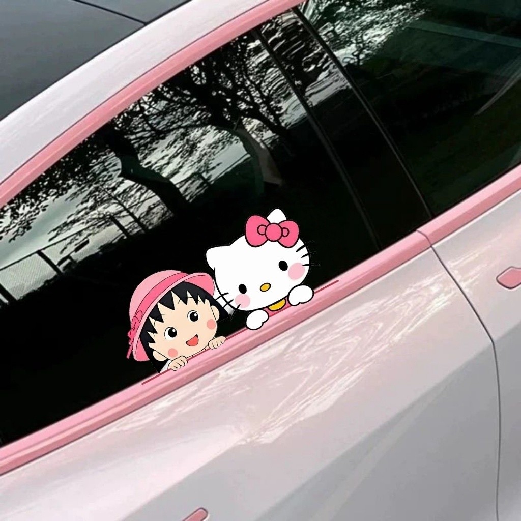 สติ๊กเกอร์ตกแต่งกระจกรถยนต์ Cherry Maruko kitty Cat สติ๊กเกอร์กันน้ํามอเตอร์ไซค์