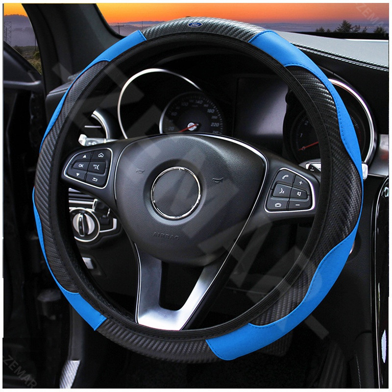 Ford Universal พวงมาลัยรถคาร์บอนไฟเบอร์ลื่นไม่มีวงกลมด้านในพวงมาลัยสําหรับ Ford Ranger Raptor Everest Focus MK2 MK3 Mustang Escape Fiesta Ecosport - รูปที่ 6