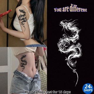 สติกเกอร์รอยสักลายมังกรสีดำ สำหรับเอว พิมพ์ลายชัด ติดทนนานถึ…