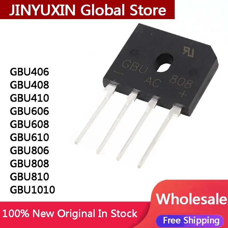 1-5 ชิ้น GBU406 GBU408 GBU410 GBU606 GBU608 GBU610 GBU806 GBU808 GBU810 GBU1010 GBU วงจรเรียงกระแสสะ