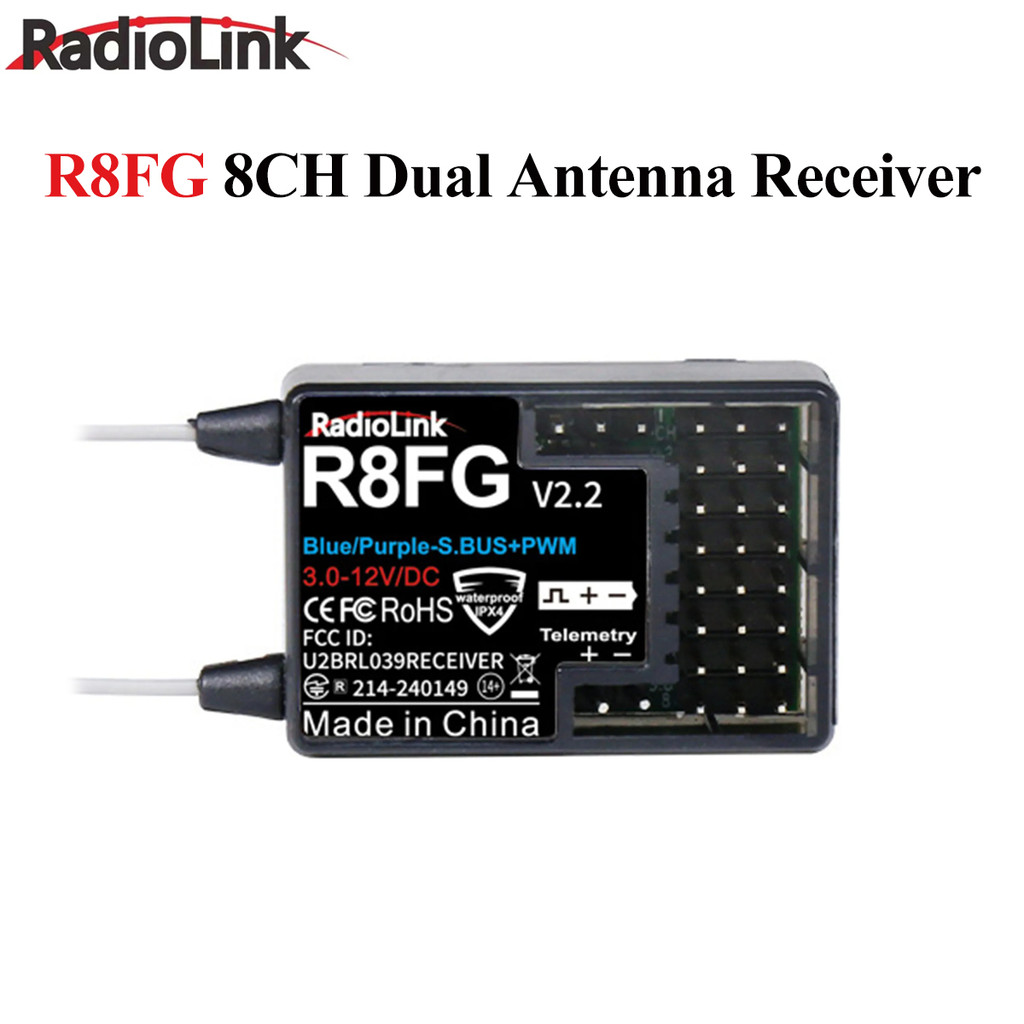 Radiolink R8FG 8CH 2.4G Gyro Receiver แรงดันไฟฟ้ากลับ RX SBUS PWM สําหรับเรือระยะไกลรถ RC8X RC6GS RC