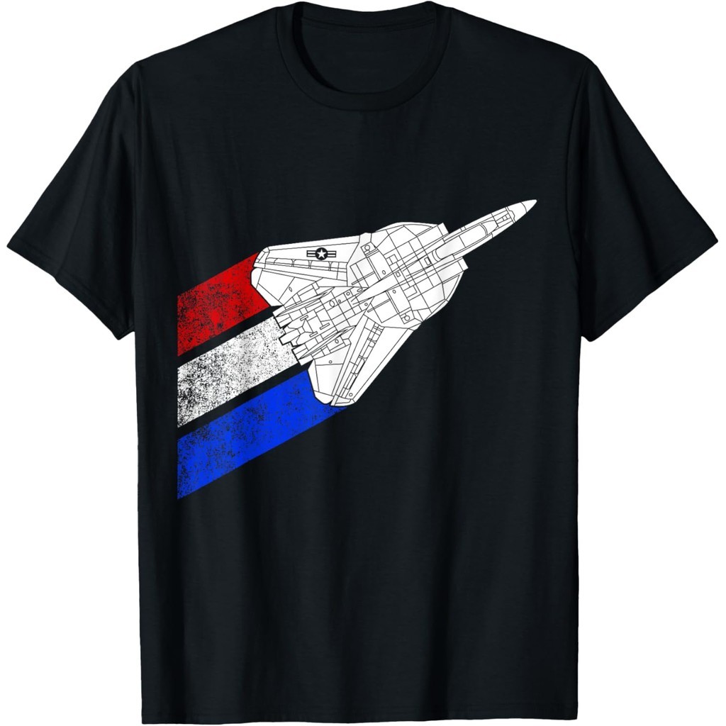 เสื้อยืดผ้าฝ้ายผู้ชาย Vintage American Flag F14 Tomcat เครื่องบิน Schematic F-14 Jet เสื้อยืด Fast S