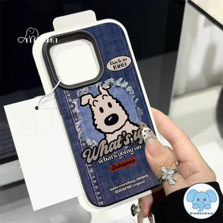 เคสหนังลายสุนัขคู่รักสุดเท่ ลายกระต่าย สีเทียนชินจังสำหรับ IPhone 17 AIR 16 11 13 15 12 14 Pro Max XR X 16 15 7 8 Plus