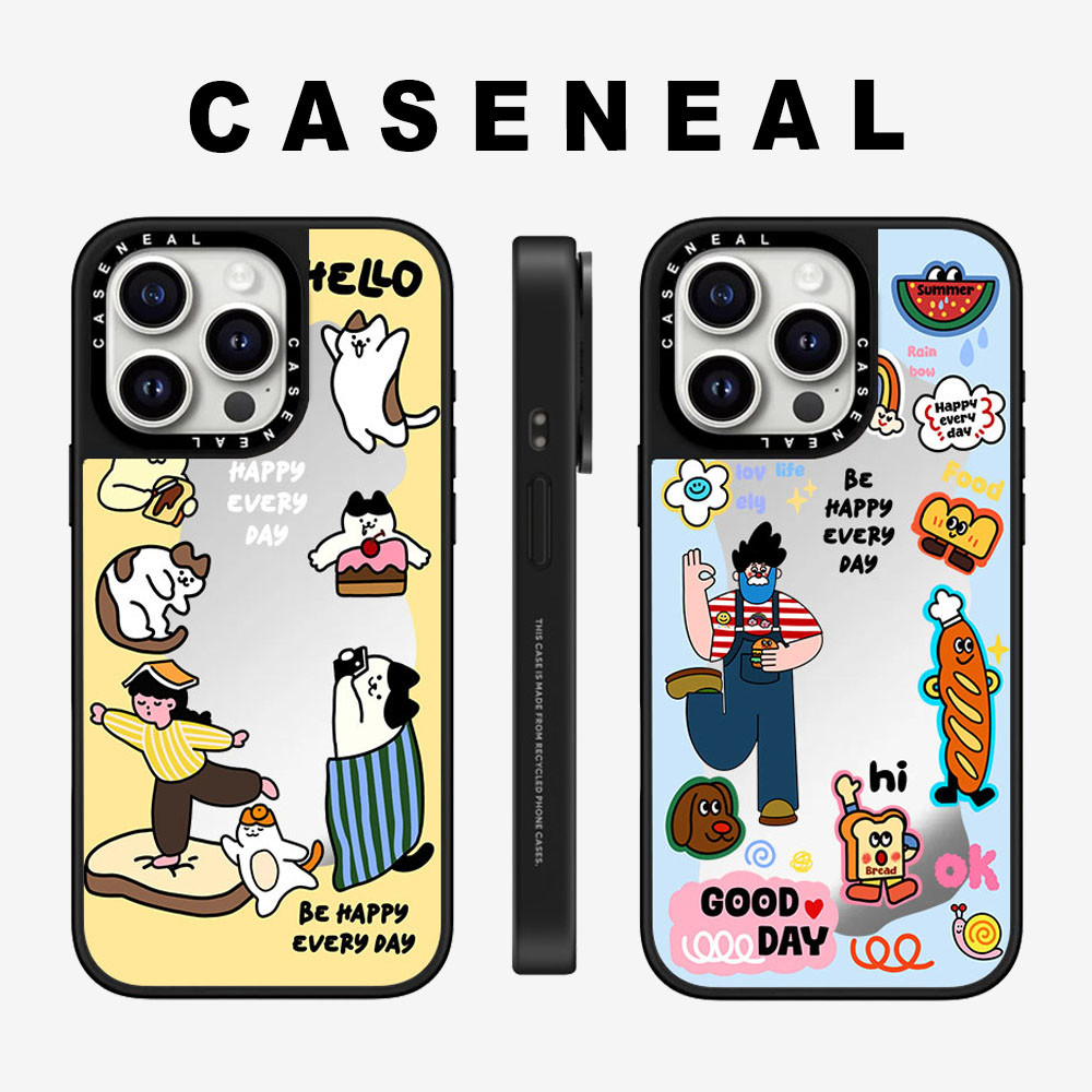 Drop proof CASENEAL เคสโทรศัพท์สําหรับ iPhone 16promax 16pro 16 15Pro 15promax 14promax 13 13promax พิมพ์ด้านข้างเคสแข็ง Happy girl 12promax เคส iPhone 11 เคสคุณภาพสูง