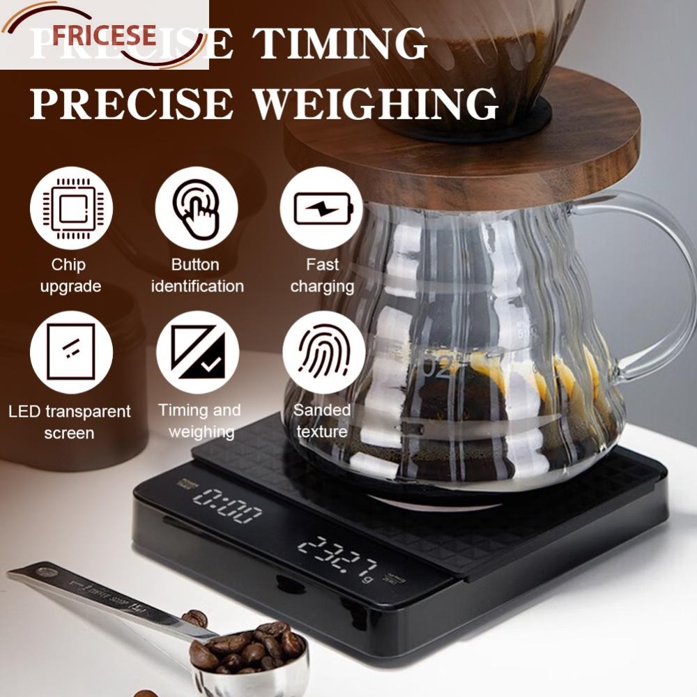 Mini Coffee Scale W/จับเวลาชาร์จ 3kg/0.1g Espresso Scale Portable Digital Kitchen Scale Portable Cof