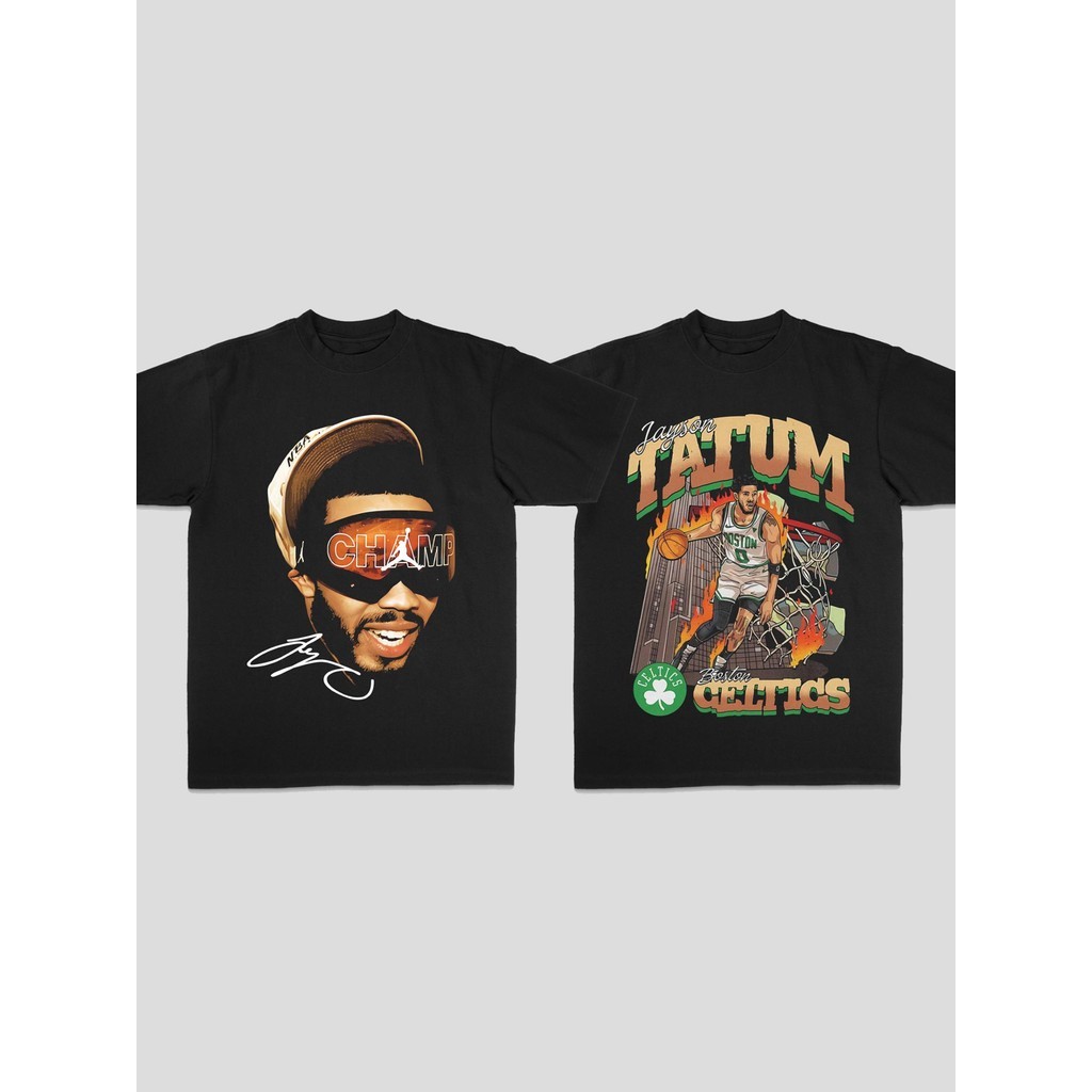 เสื้อยืดสไตล์ดาราบาสเก็ตบอล TATUM CELTICS ออกแบบพิมพ์ภาพพอร์trait TATUM ทำจากผ้าฝ้ายแท้ระบายอากาศ