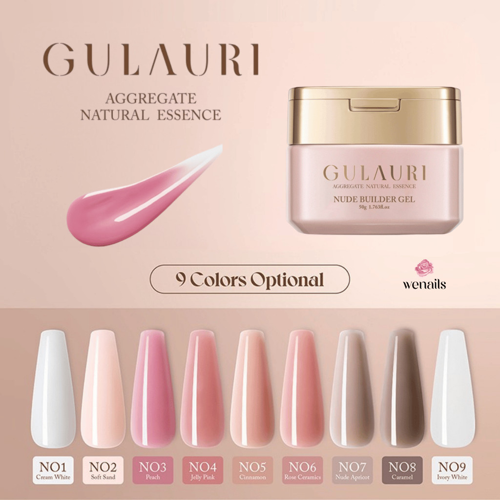 เจลต่อเล็บ สีสุขภาพดี Nude Extension Builder Gel ไม่ร้อนหน้าเล็บ GULAURI กระปุกชมพู GR -wenails