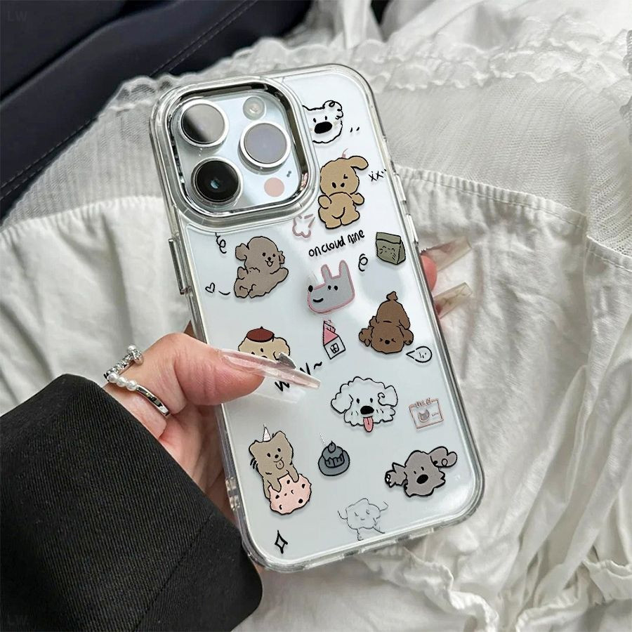 ลูกสุนัขน่ารักกรอบโลหะเคสโทรศัพท์สําหรับOPPO F11 F9 A58 A38 A7 A3X F29PRO A94 A15S F29 A60 A93 A98 A