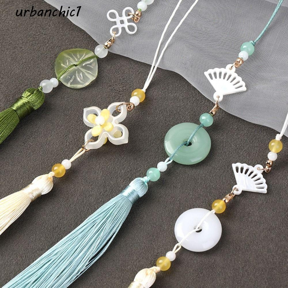 URBANCHIC เลียนแบบหยก Lotus จี้, เลียนแบบหยกแขวนเครื่องประดับ Hanfu พู่จี้, จี้เอวคลาสสิกจีน Hanfu อุปกรณ์เสริมจี้โบราณ