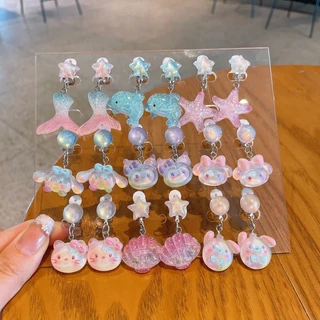 ต่างหูแบบหนีบลายการ์ตูนน่ารักสำหรับเด็กผู้หญิง ไม่เจ็บและไม่จำเป็นต้องเจาะหู