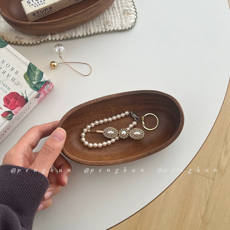 Ins Retro Walnut Desktop กล่องเก็บไม้ถาดเก็บเครื่องประดับ Entrance Key Sundries Organizer ถาด ราคา ถูกที่สุด ดีลบีเคเค แกลเลอรีภาพที่ 6