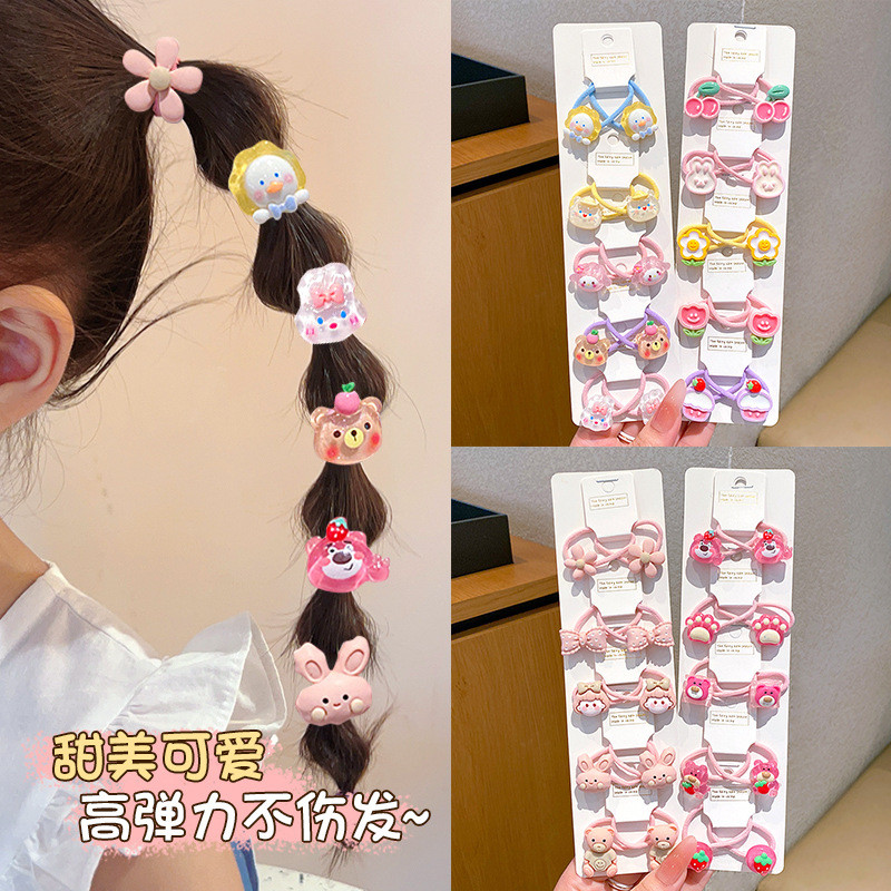 เชือกรัดผมสำหรับเด็กผู้หญิง ออกแบบเพื่อความสบายและความปลอดภัยของเส้นผม มาพร้อมเครื่องประดับผมการ์ตูนน่ารัก - รูปที่ 2
