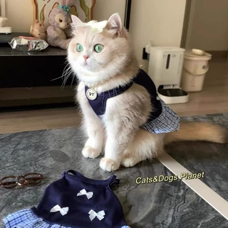 New หีแต่งตัว เสื้อผ้าแมวน่ารัก เนื้อผ้าบางระบายอากาศดี สไตล์วิทยาลัย ใส่สบายไม่ร้อน S/M/L/XL