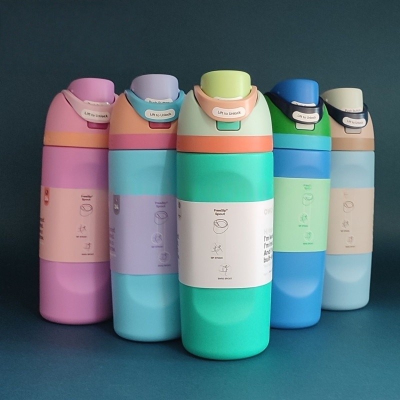 Owala Stainless Steel Bottle 16oz - หลอดปลอดสาร BPA ดีไซน์ปลอดเหงื่อ เครื่องล้างจานปลอดภัย