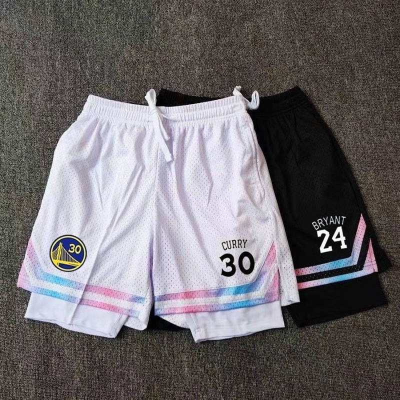 In Stock Sale Summer Basketball Shorts Double Layer Short-Length Pants Basketball Fake Two Pieces wi
