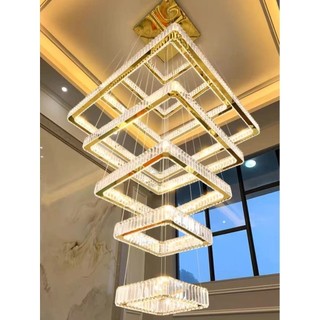 Modern three-color square 7-story luxury villa living room crystal chandelier luxury chandelier