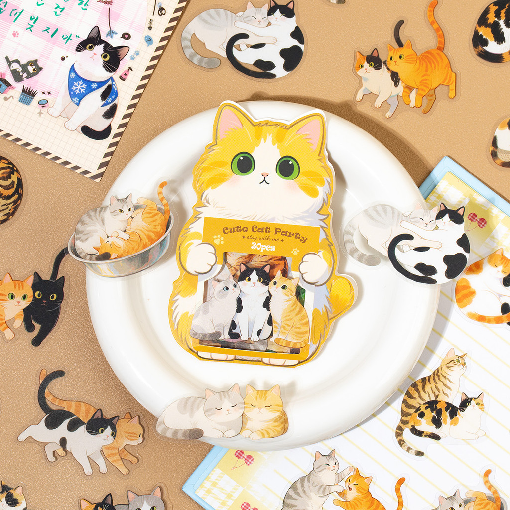 Back To SchoolMr. กระดาษ 30 ชิ้น PET Cat สติกเกอร์แพ็คกันน้ํารูปแบบน่ารักสติกเกอร์สําหรับบัญชีมือ DIY ตกแต่ง Collage ราคา ถูกที่สุด ดีลบีเคเค แกลเลอรีภาพที่ 2