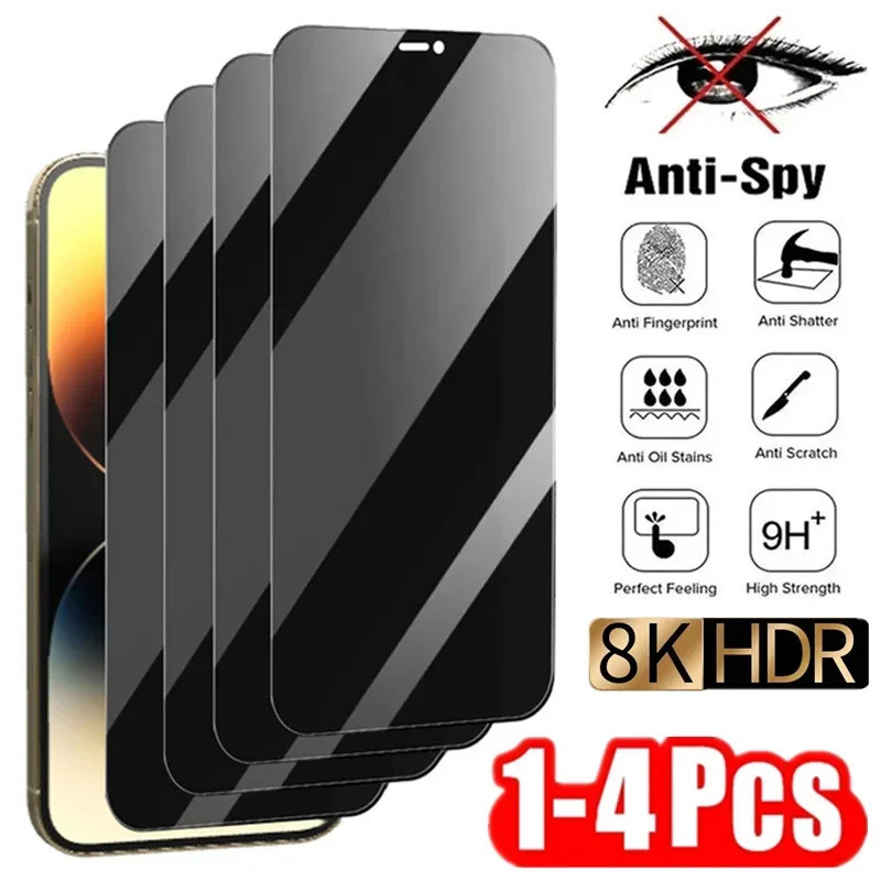 1-4 pcs ตัวป้องกันหน้าจอความเป็นส่วนตัวสําหรับ iPhone 14 13 12 11 15 Pro Max Mini 7 8 Plus Anti-Spy 