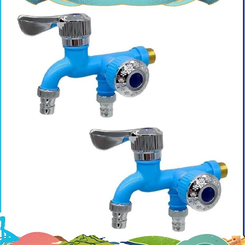 2PCS 2 Way Faucet Faucet Splitter Garden Hose Splitter Water Spirgot Splitter, Outdoor Double Taps W