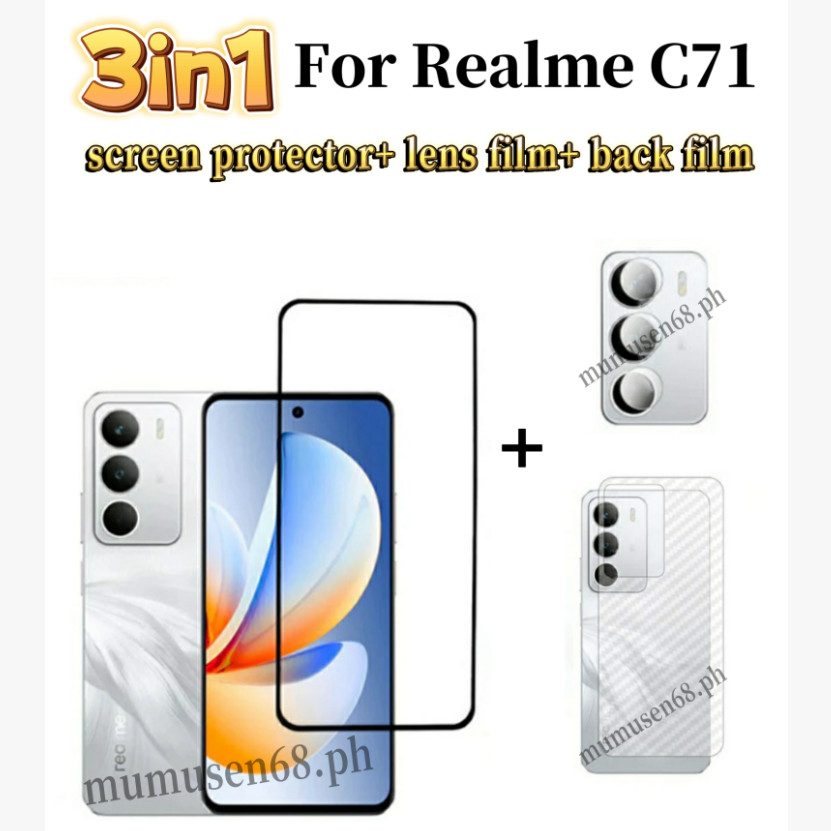 3in1 เหมาะสําหรับRealme C71 ฟิล์มกระจกนิรภัยสําหรับRealme 14 Realme C75 C75X C63 C67 4Gป้องกันหน้าจอ