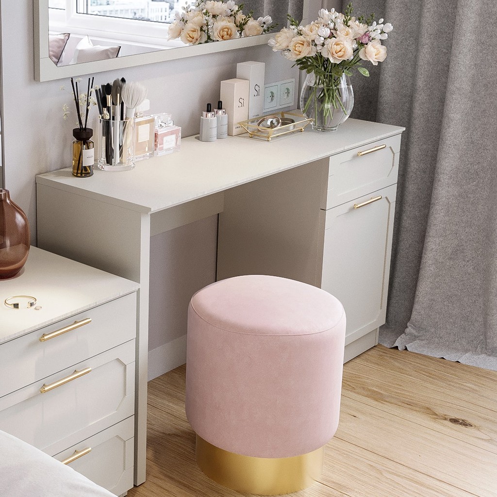 SB Design Square โต๊ะเครื่องแป้ง / โต๊ะทำงานขนาด 120 ซม. รุ่น Quinn สีเทาอ่อน (120x40x75 ซม.)  แบรนด