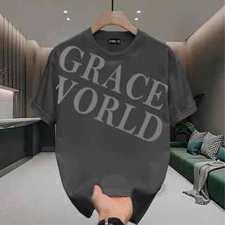 Basi💥เสื้อยืด oversize unisex สตรีทแฟชั่น โคตรนุ่ม เสื้อ cotton 100% ไม่หดตัวลาย เสื้อไม่ยับ ลาย "GRACE WORLD"
