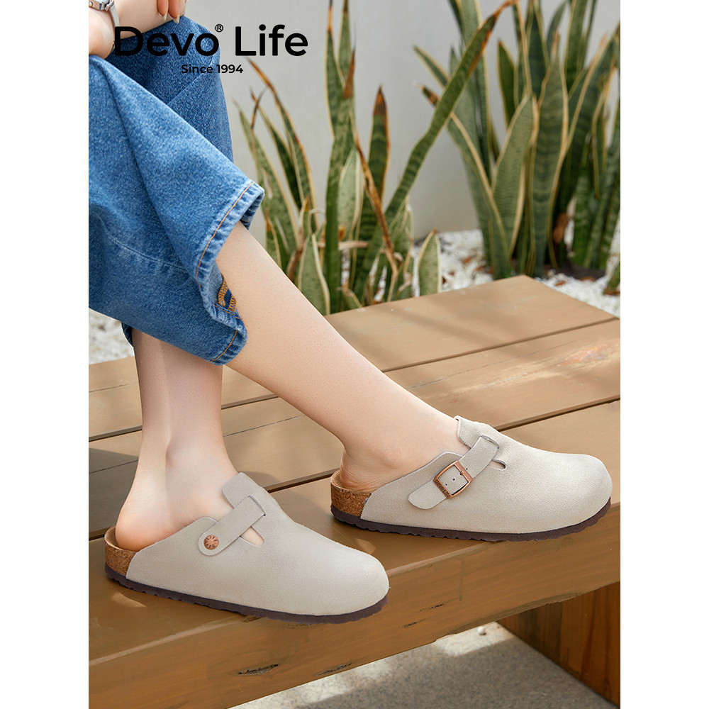 รองเท้าแฟลตสไตล์เรโทร Cork Shoes หนังแท้ จากแบรนด์ Devo Life