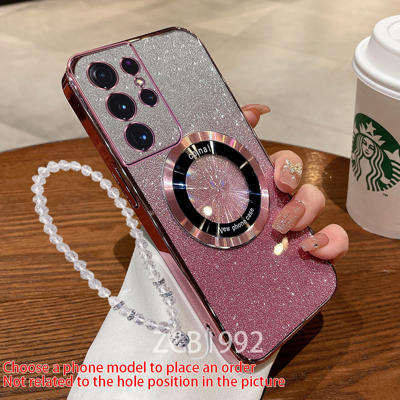 Ultra ThinCasing Samsung S24 ULTRA S24 PLUS เคสโทรศัพท์แม่เหล็กดูดชาร์จใหม่แฟลชกระดาษโปร่งใสไฟฟ้า TP