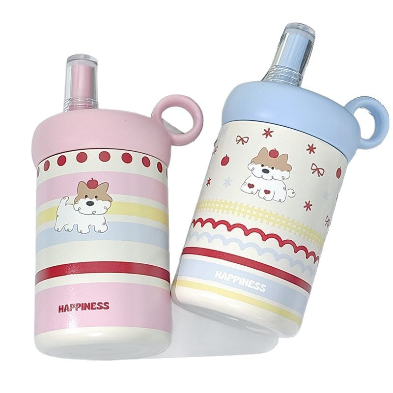 316 สแตนเลสสตีลกระติกน้ําร้อนถ้วยขนาดใหญ่ความจุสาวถ้วยมูลค่าสูง Shock-proof แบบพกพานักเรียนถ้วยน้ําช