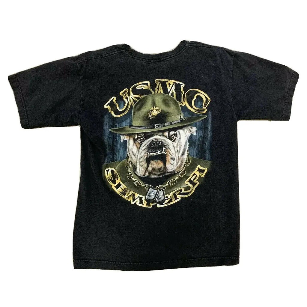 COD USMC SEMPER FI VINTAGE US Marine Corps Bulldog เสื้อยืด 100% Cotton O-คอสั้นแขนเสื้อฤดูร้อน Casu