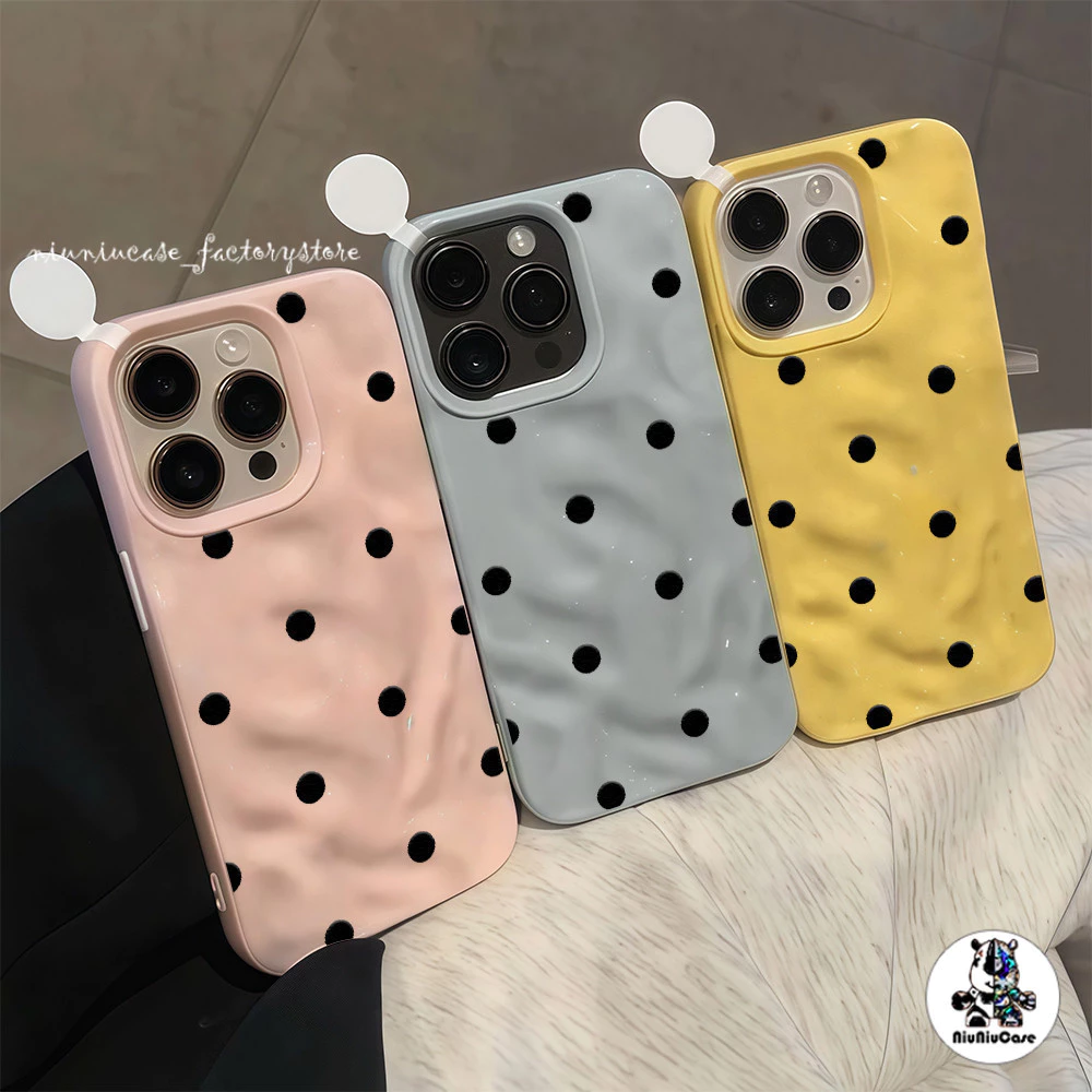 For IPhone 16 15 14 13 12 11 Pro Max X XR XS Max 7 8 Plus Simple Polka Dots เคสโทรศัพท์การ์ตูน เคสไอโฟน13 Soft TPU Case thumbnail 8