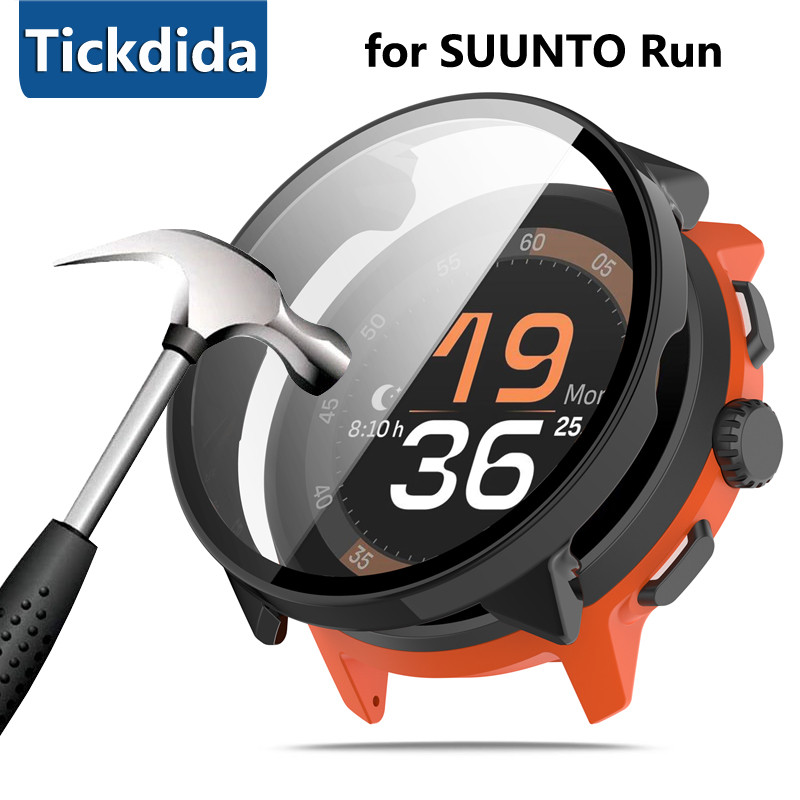 กระจกนิรภัย+เคสสําหรับ SUUNTO RUN กรอบป้องกันหน้าจอฝาครอบกันชนสําหรับ SUUNTO RUN Case