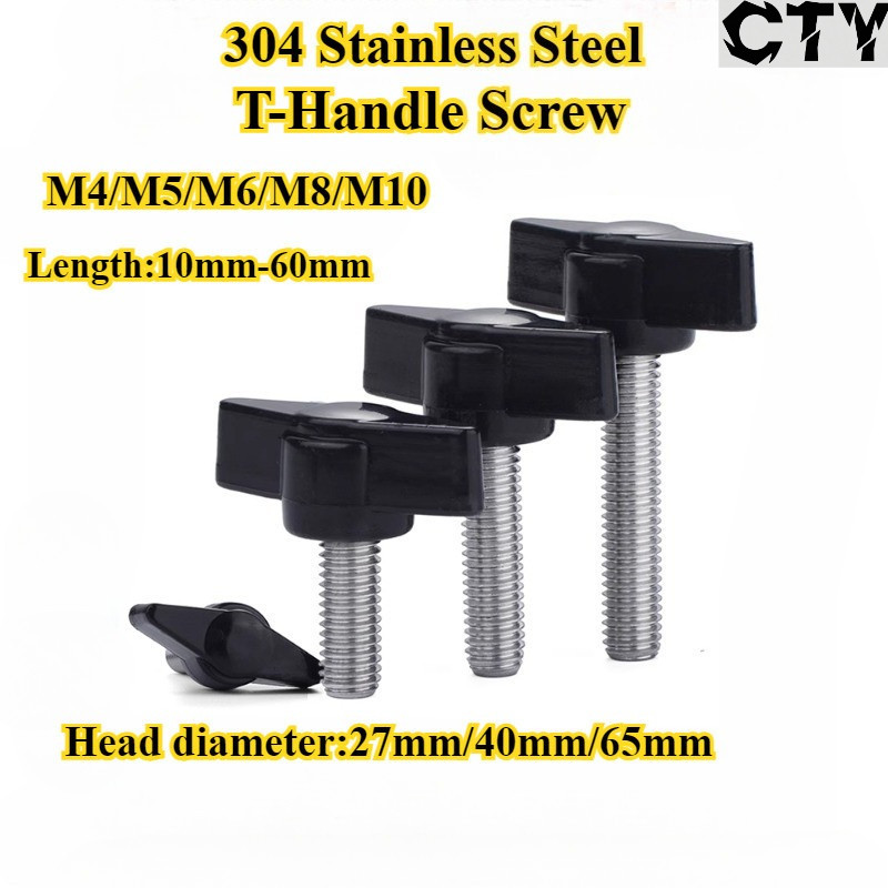 [CTY-SBLS] 27#/40#/65# 304 Stainless Steel, T-Handle Screw, M4/M5/M6/M8/M10, สกรูหัวแม่มือ T, ความยา