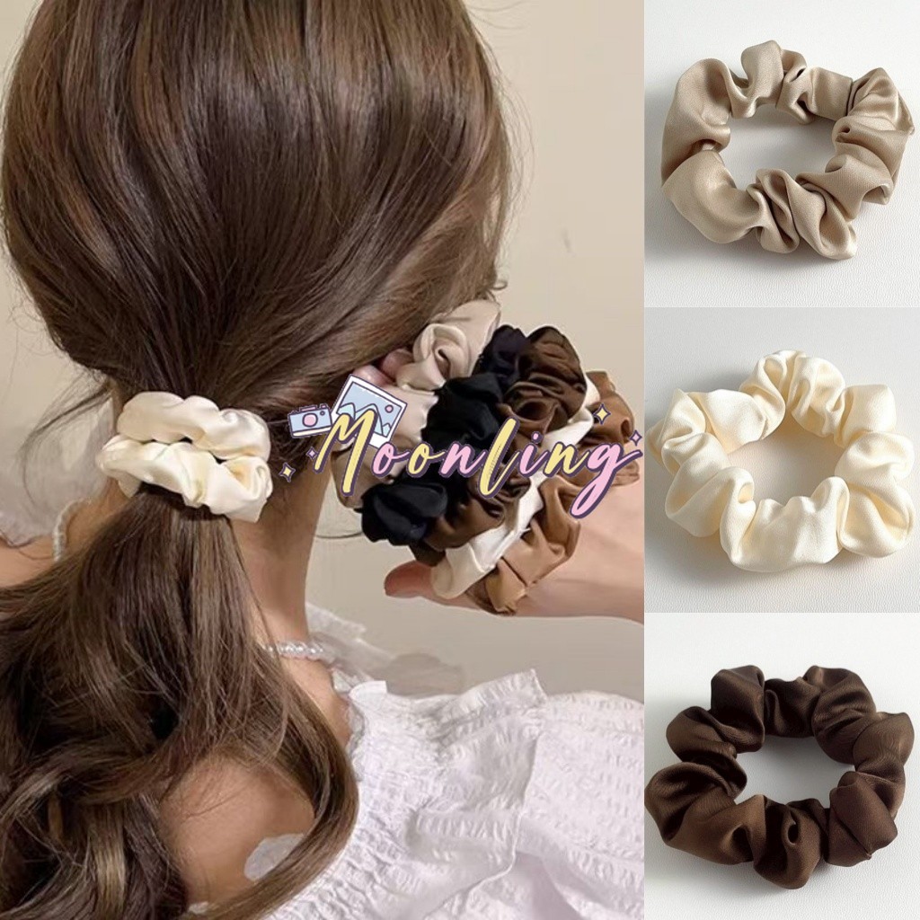 Moonling พร้อมส่งจากไทย ยางรัดตัว ผ่านุ่มนิ่ม ผ้าซาติน สไตล์มินิมอลสาวเกาหลี ยืดพอดี แฟชั่น *VO-47*