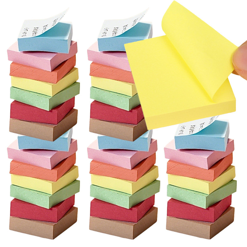 100แผ่น/หนังสือ Mini Square Self-Adhesive Memo Pads - สีสุ่ม Sticky Notes สํานักงานเครื่องเขียนโรงเรียนอุปกรณ์
