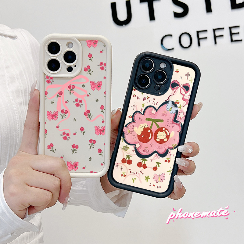 จัดส่งจากประเทศไทย ดอกไม้และผีเสื้อสีชมพูเต็มจอ for VIVO Y17 Y12 Y15 Y11 Y12i Y100 Y200E Y19s Y