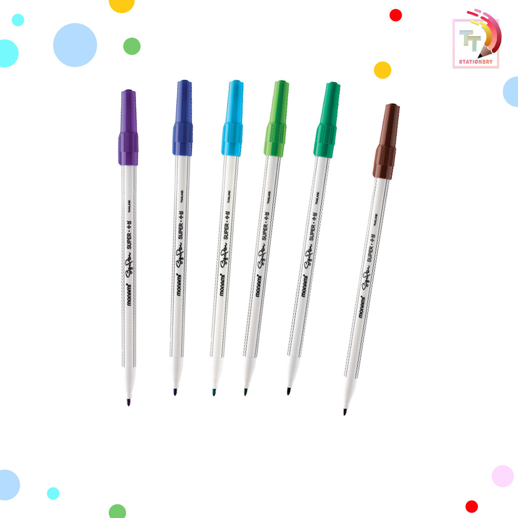 MONAMI (โมนามิ) ปากกาเมจิก ปากกาสีน้ำ รุ่น Sign Pen ซูเปอร์ไซน์เพน ขนาด 0.5 มม. มี 12 สี ( 1 ด้าม ) - รูปที่ 6
