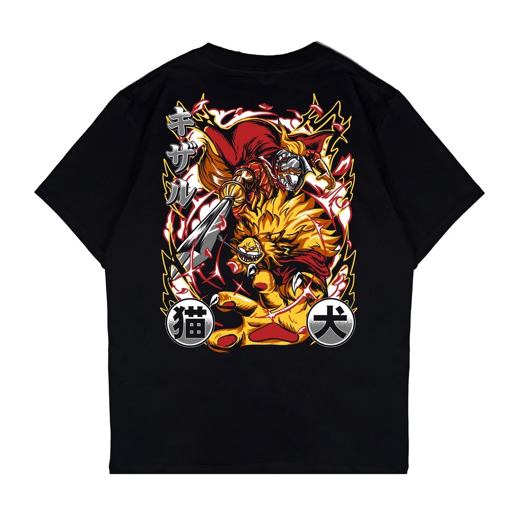 (ใหม่) KIZARU เสื้อยืดสีดําผู้ชาย Anime One Piece NEKOINU